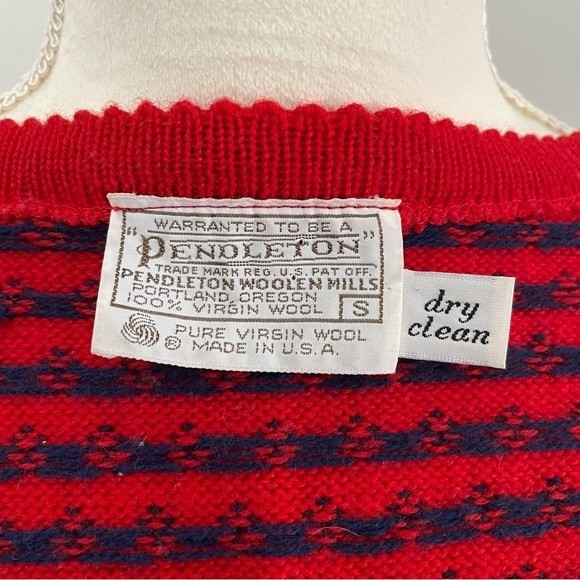 VTG Pendleton 100% Wool Made in the USA Fair Isle Nordic Cardigan Sweater Small - Picture 10 of 11